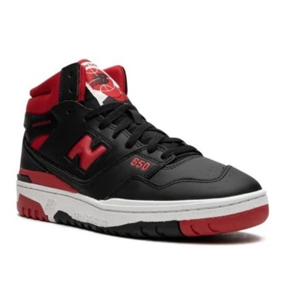 NEW BALANCE 650R SIZE 9.5 D BLACK RED LEATHER BASKETBALL SNEAKER BB650RBR NEW